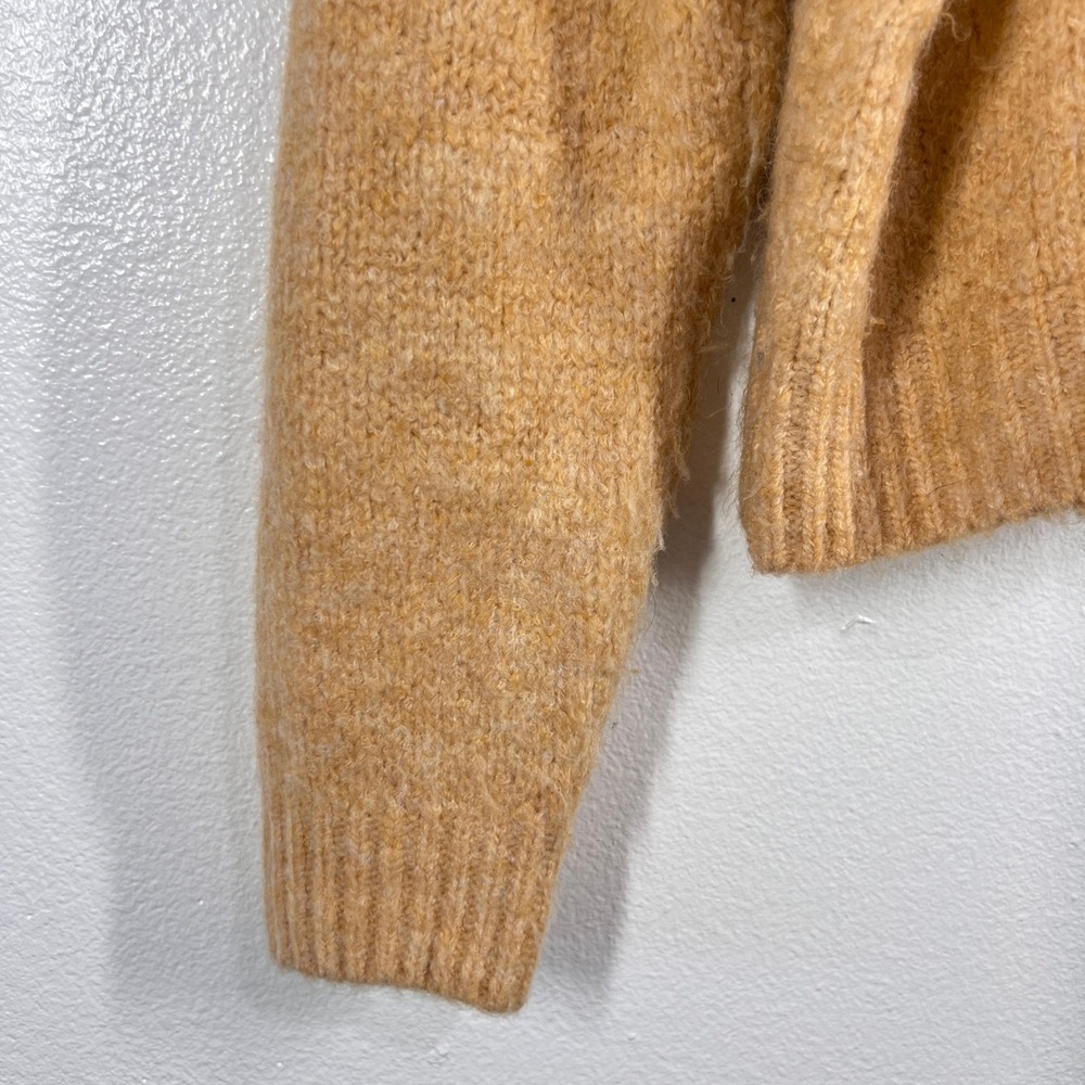 Free People Bradly Cropped Sweater MockNeck Textured Knit Pullover Yellow Medium - Picture 6 of 10